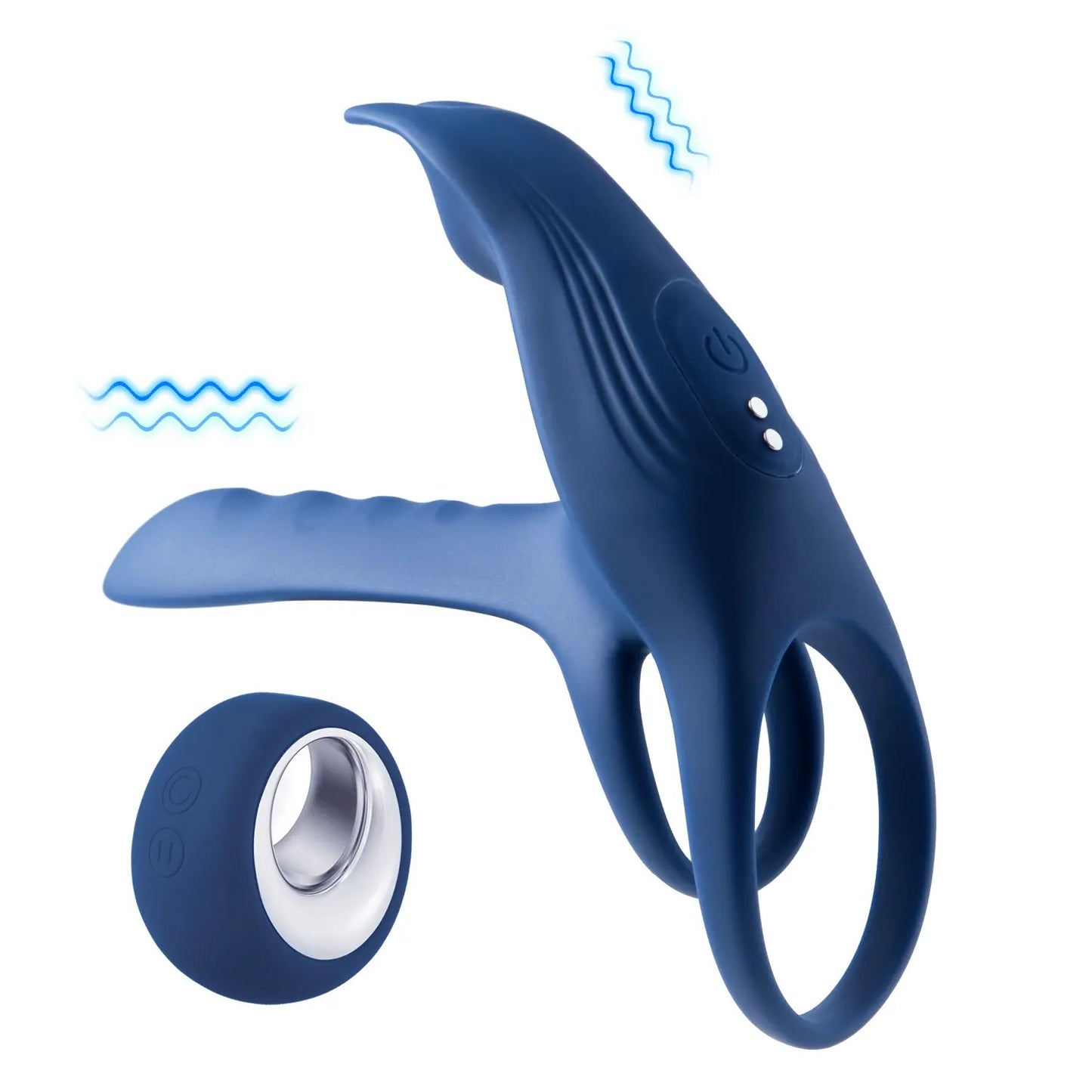 Blue Box - Anillo vibrador con Funda para el pene con Mando a distancia