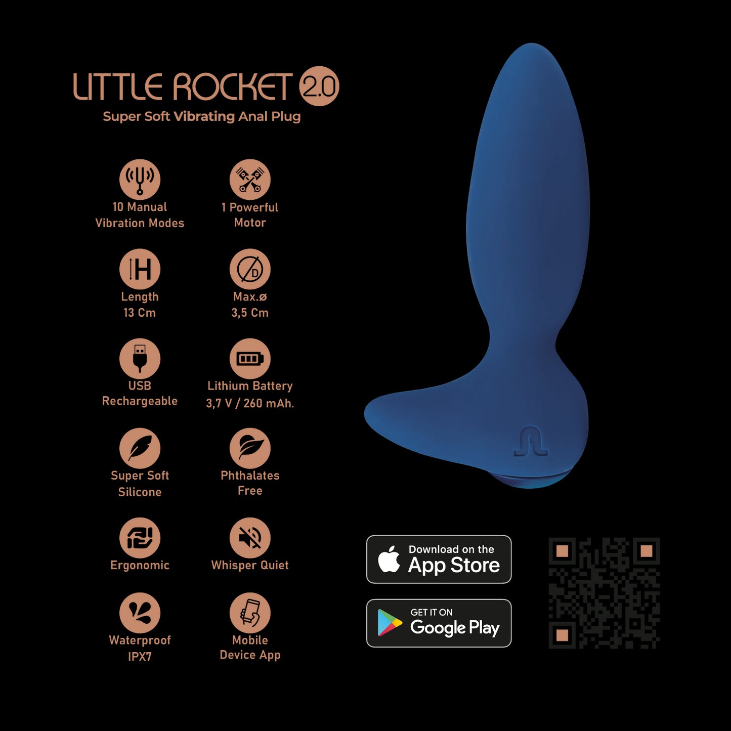 Little Rocket II Vibrating Plug + APP - Adrien Lastic 