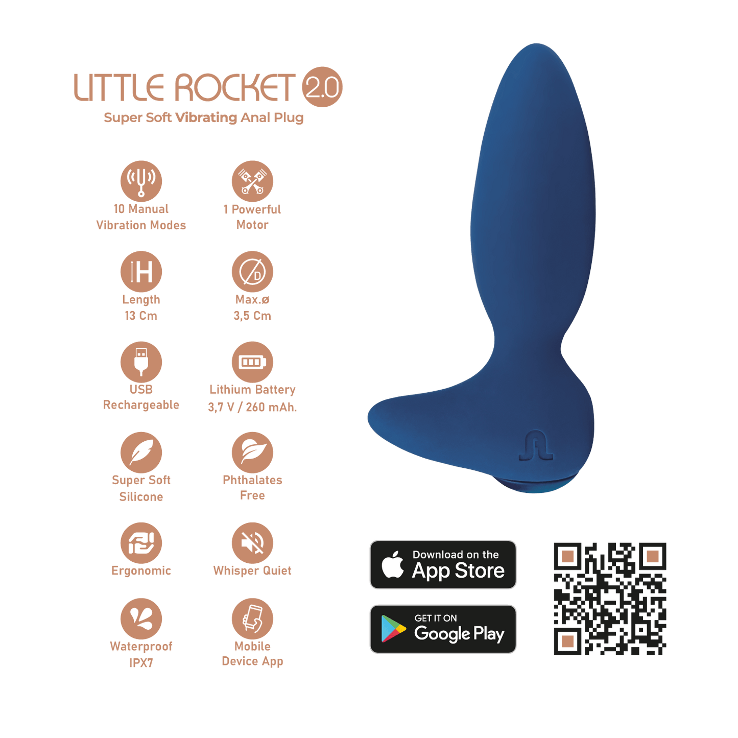 Plug con vibración Little Rocket II + APP - Adrien Lastic