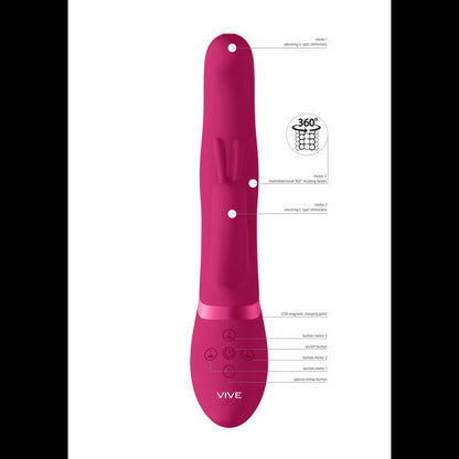 Izara - Rotating Beads Rabbit Vibrator - Pink
