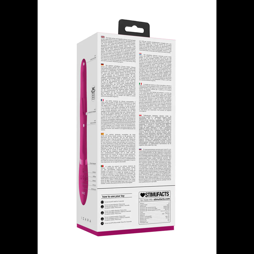 Izara - Rotating Beads Rabbit Vibrator - Pink