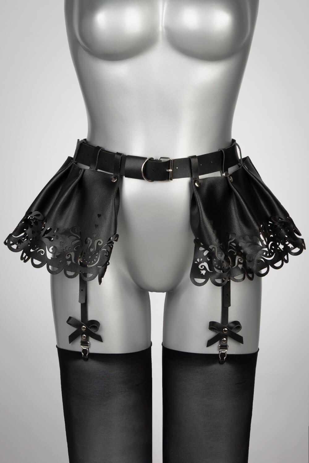 Leather Mini Skirt with Garterbelt - Lilly