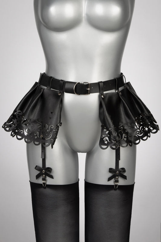 Leather Mini Skirt with Garterbelt - Lilly