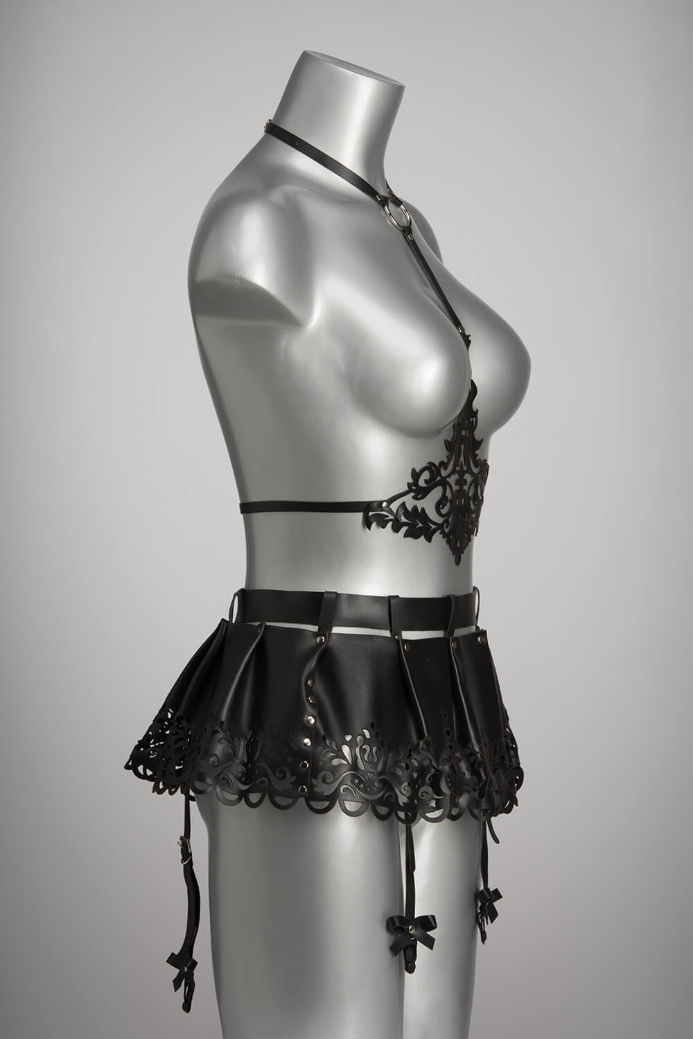 Leather Mini Skirt with Garterbelt - Lilly