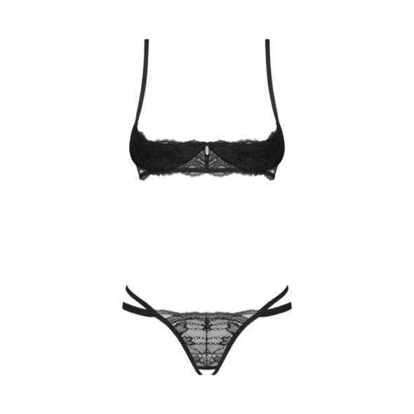 Nutris 2-pcs crotchless set Black XS/S