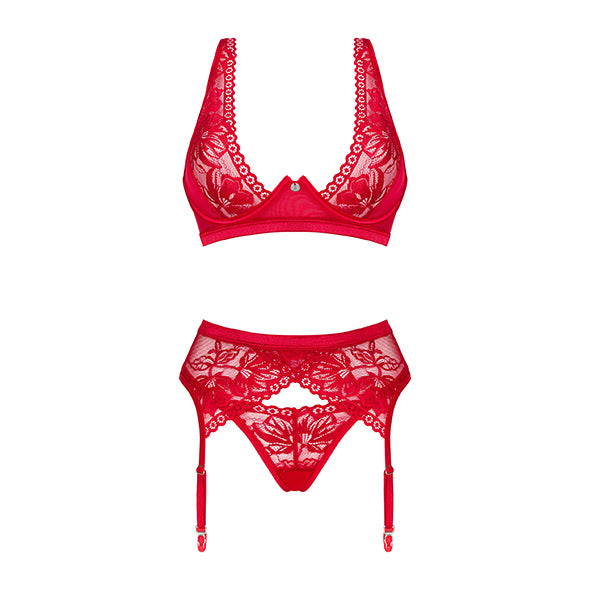 Romantic Set with Garter Belt Red XS/S
