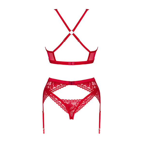 Romantic Set with Garter Belt Red M/L