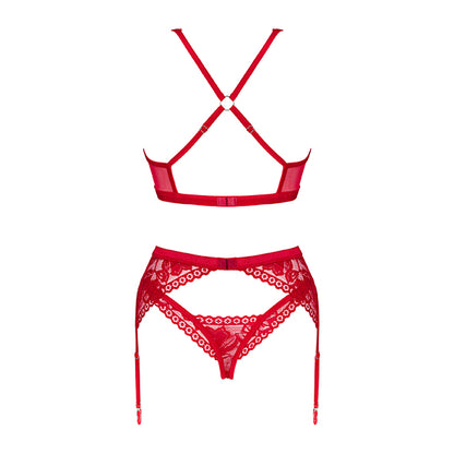 Romantic Set with Garter Belt Red M/L
