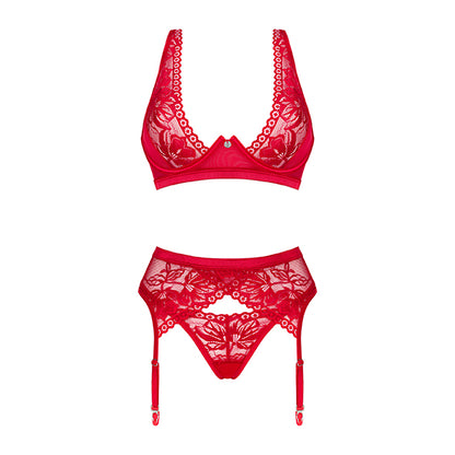 Romantic Set with Garter Belt Red M/L