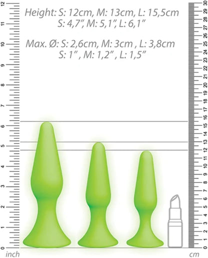 Set de 3 Plugs Brilla en la Oscuridad - Ouch!