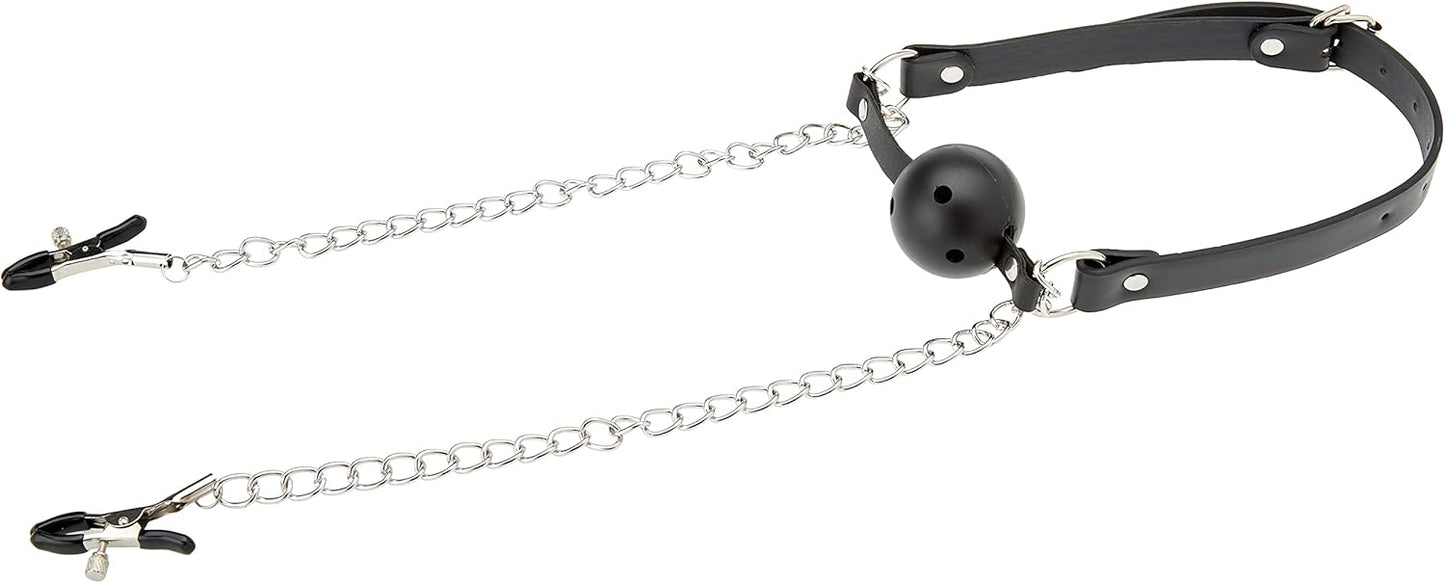 Mordaza con Pinzas para Pezones - Black&White