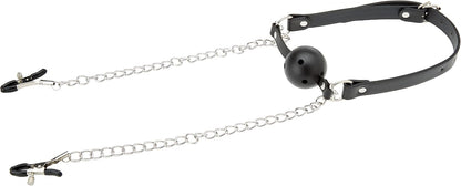 Mordaza con Pinzas para Pezones - Black&White